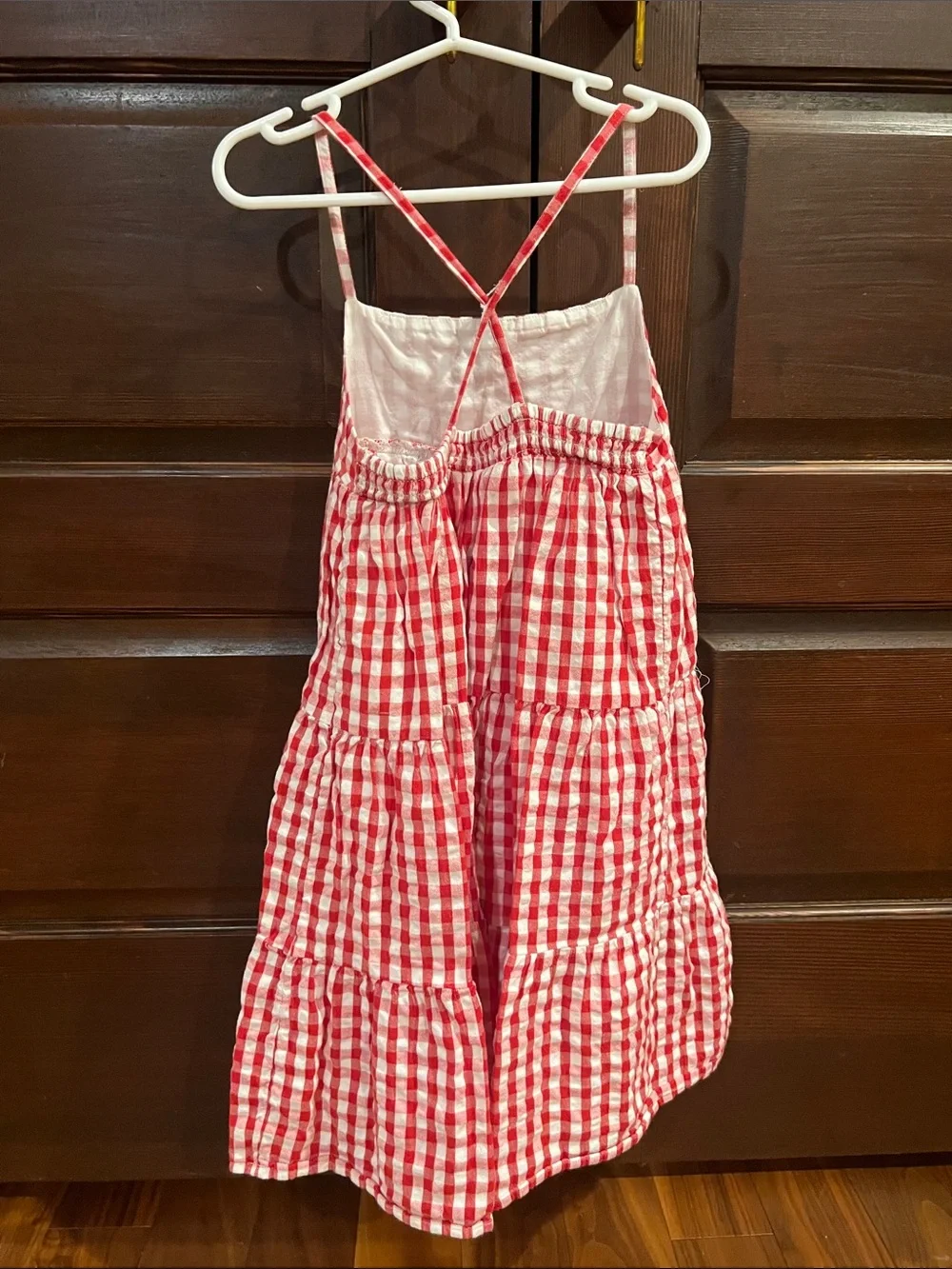 GAP Red and White Gingham Tiered Sundress